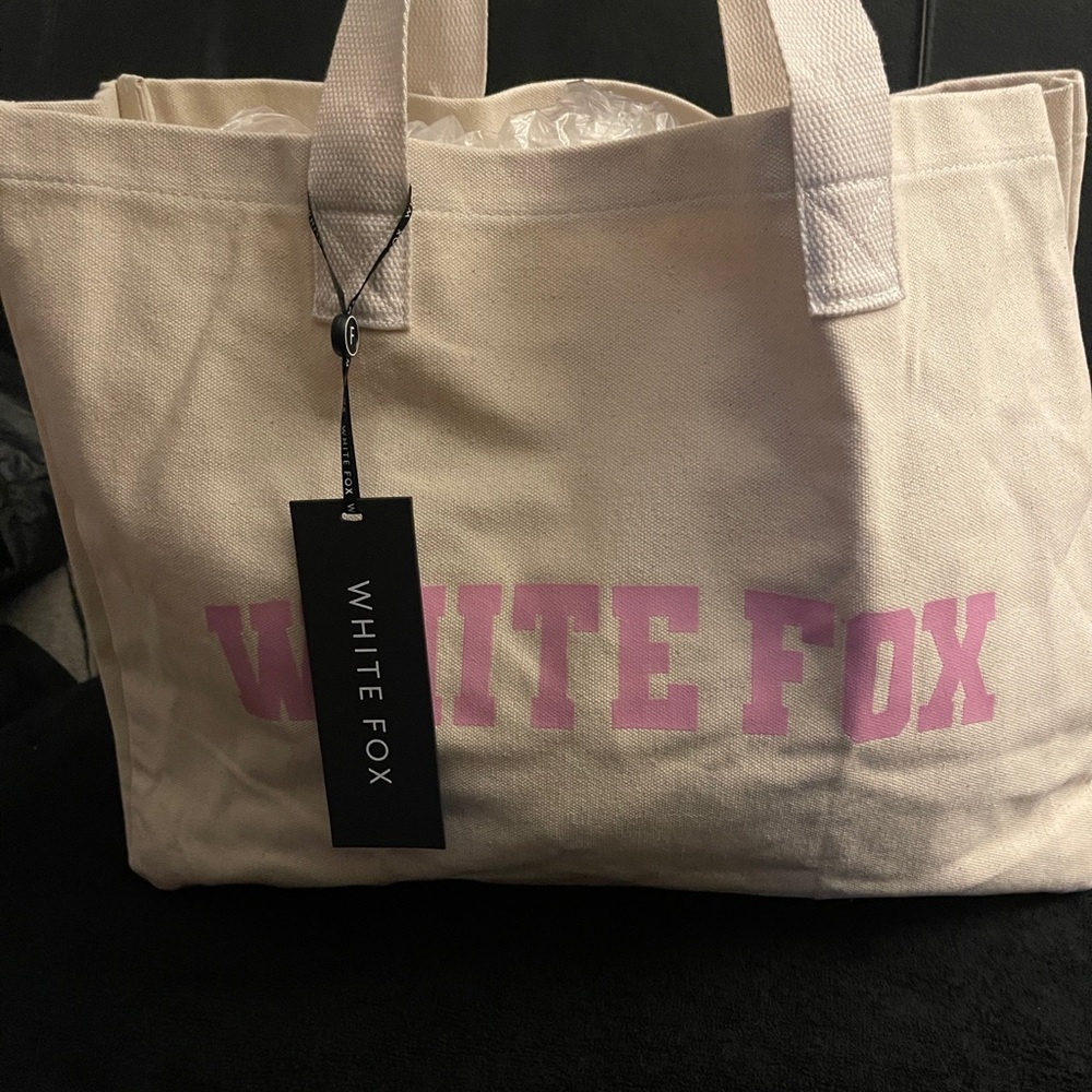 🎁 WHITE FOX STEPPING OUT TOTE BAG NATURAL/ PINK NWT SOLDOUT ONLINE 🎁